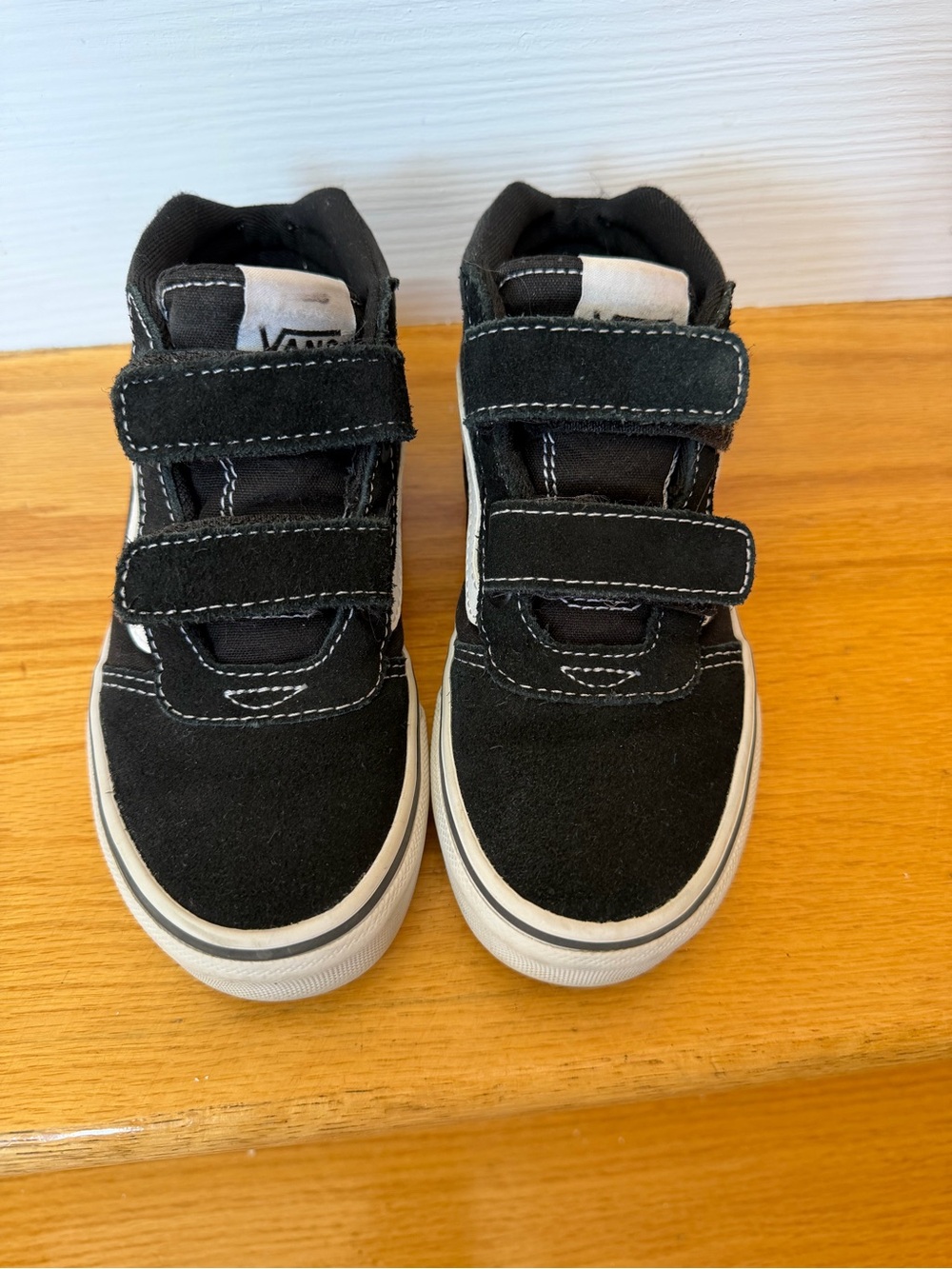 Vans Kids Black & White Velcro Skate Sneakers